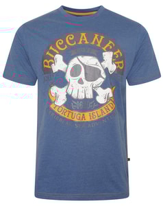 T-Shirt mit KAM-Buccaneer-Print Blau meliert